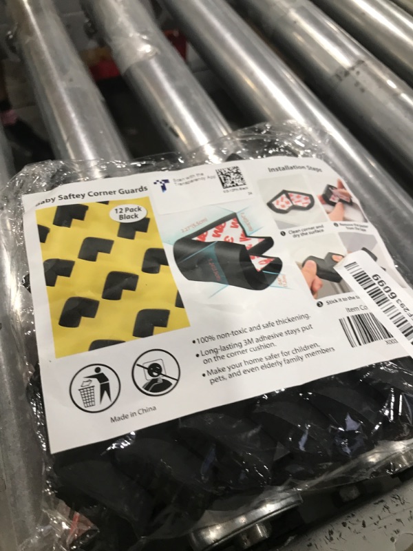Photo 1 of 12 Pack Soft Corner Protector Baby Proofing Edge and Corner Guards, Safety Pre-Taped Rubber Foam Furniture Bumper for Fireplace, Table, Stair, Cabinet (Black)