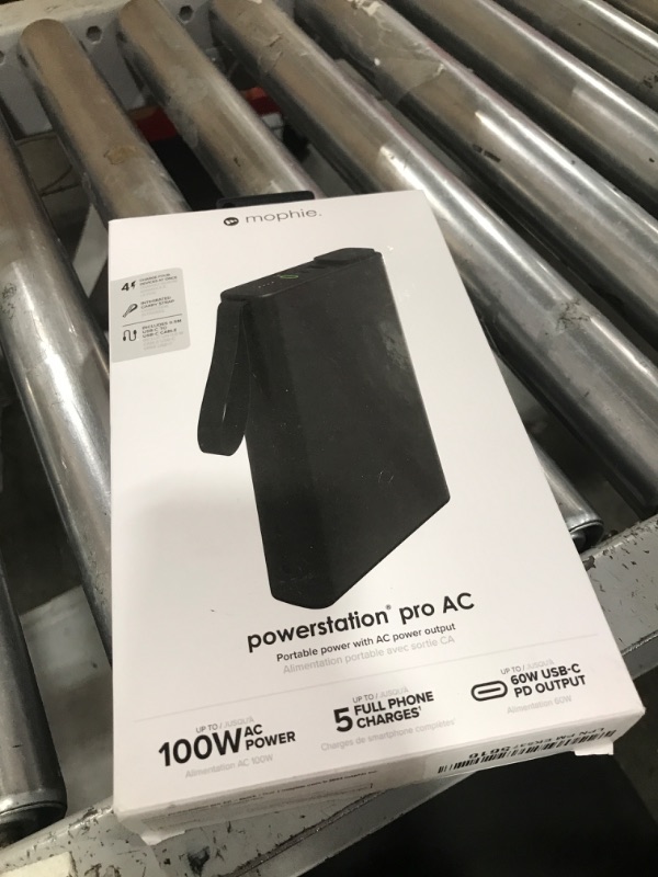 Photo 1 of mophie powerstation pro AC (2023)-27,000 mAh External Battery compatbile With MacBook&iPad Portable PD battery with 100W of AC&60W USB-C Fast Charge integrated carry strap-USB-C cable included, Black