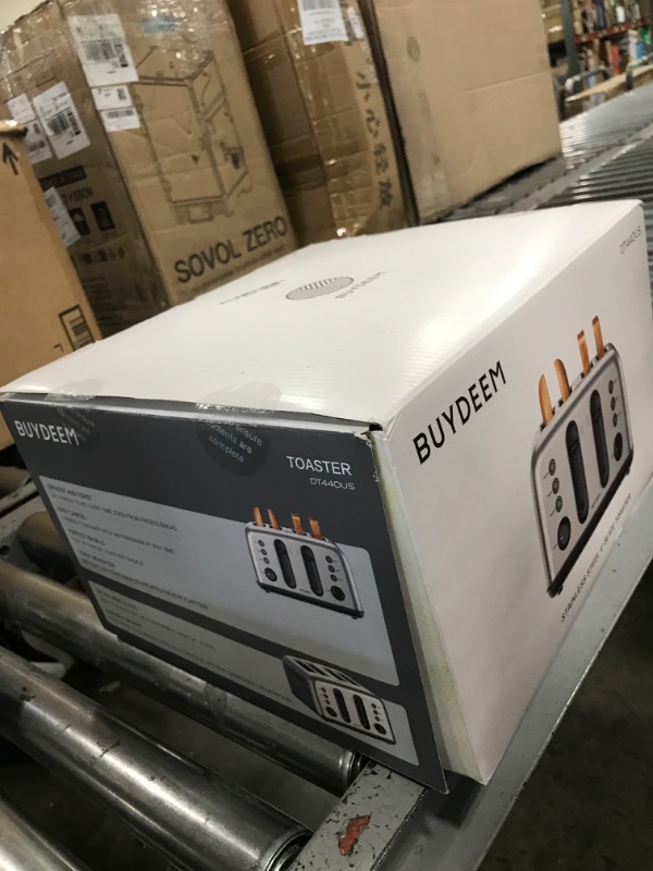 Photo 1 of BUYDEEM DT440 4 Slice Toaster, Stainless Steel Toaster with Extra Wide Slots for Bagels, Muffins, High Lift Lever, 6 Shade Settings, Retro Sliver