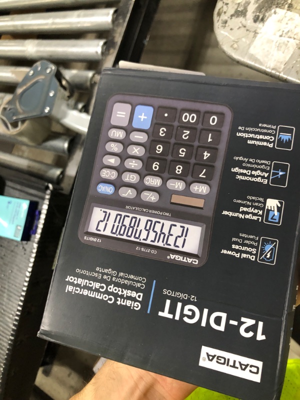 Photo 1 of Premium Commercial 12-Digit Large Desktop Calculator with Huge 5-Inch LCD Display Screen, Giant Responsive Buttons, Battery and Solar Powered, Perfect for Home/Office Accounting Finance Use, CD-2776