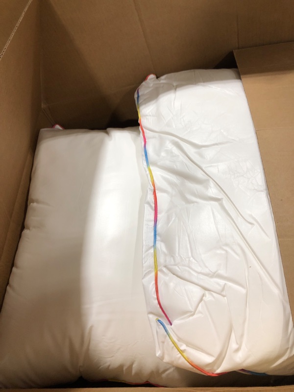 Photo 1 of LEBO 24 x 24 Outdoor Waterproof Pillow Inserts with Rainbow Stitched Edges, Premium Down Alternative Filling for Patio, Poolside and Yard - Pack of 2, White