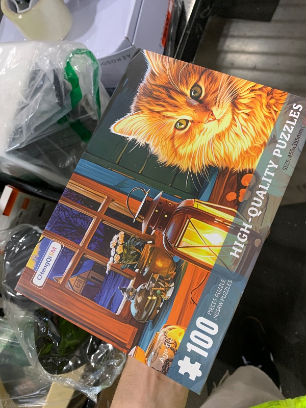 Photo 1 of 100 Piece Puzzles for Kids Reading Cat 100 Piece Puzzles for Adults, Cute Kitten 100 Pieces Puzzle for Kids Ages 4-8, Cozy Retreat Puzzle for Seniors Teens Brain Teaser
