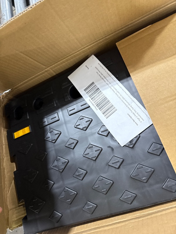 Photo 1 of 4" high 2-Piece Portable Automotive Curb Ramp, Heavy-Duty Plastic Threshold Ramp Track Interlocking Step Ramp Structure 6600 Lbs Load Capacity for Cars, Wheelchairs, Bikes, Motorcycles
