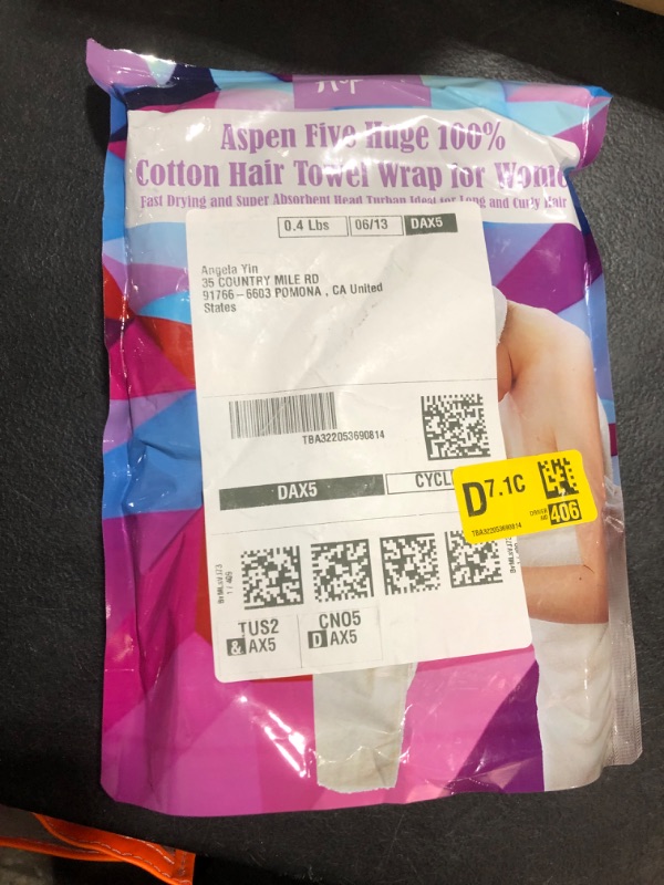 Photo 1 of Aspen5 Huge Cotton Hair Towel Wrap for Women (Coral White)
