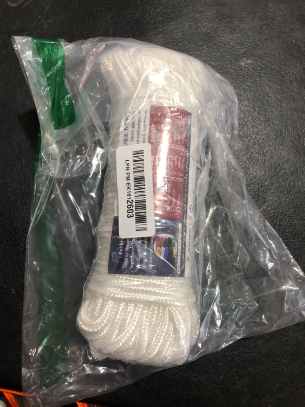 Photo 1 of PerkHomy 90 ft 1/4 inch (7mm) Nylon Poly Rope Flag Pole Polypropylene Clothes Line Camping Utility Good for Tie Pull Swing Climb Knot (White)