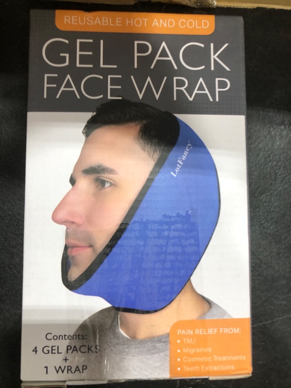 Photo 1 of LotFancy Face Ice Pack Wrap for TMJ, Wisdom Teeth, with 4 Reusable Hot Cold Therapy Gel Packs, Pain Relief for Head, Oral and Facial Surgery, Dental Implants, Blue