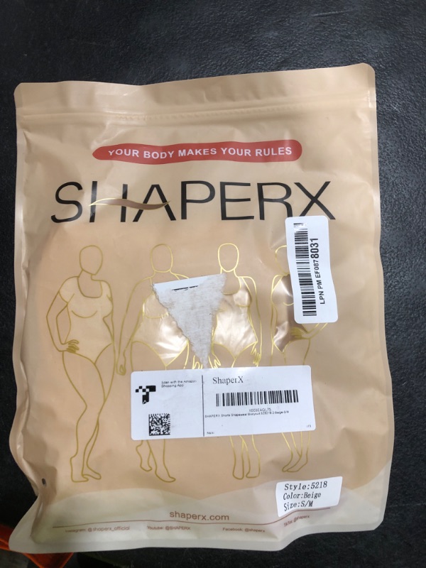 Photo 1 of SHAPERX Shapewear for Women Tummy Control Bodysuit Mid Thigh Butt Lifter Body Shaper Shorts?SZ5218-2-Beige-S/M
