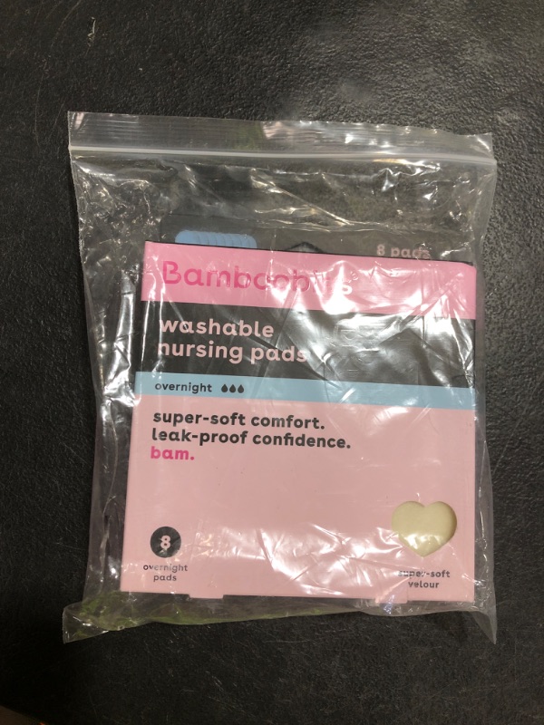 Photo 1 of Bamboobies Overnight Nursing Pads, Ultra-Soft Velour, Reusable and Washable for Nightly Use, Leak-Proof Pads for Breastfeeding, 8 Pads