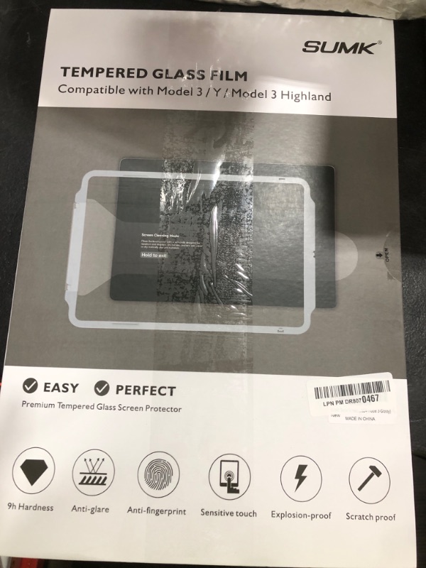 Photo 1 of SUMK Tempered Glass Screen Protector for Tesla Model Y Juniper Accessories 2026 & for Tesla Model 3 Highland Accessories 2024 2025 [HD & 9H Anti-scratch] - 2pcs [Glossy]