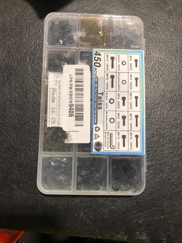 Photo 1 of Taiss 450PCS M3 M4 Screw Kit,Hex Socket Head Cap Screws Assortment with Nuts and Washers M3?M4 x 6/8/12/16/20mm,12.9 Grade Alloy Steel Black Small Metric Screws,M3 M4 Bolts for 3D Printing