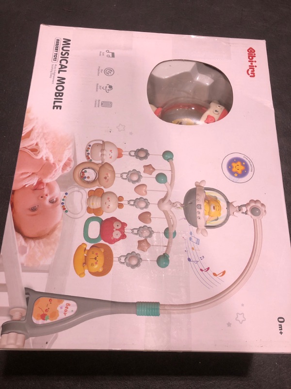 Photo 1 of Baby Crib Mobile with Night Lights and Music,Hanging Mobile for Crib Bassinet with Rotation, Projection,Remote Control,Babies Crib Toys for Nursery Newborn Infant Boys Girls (Pink)