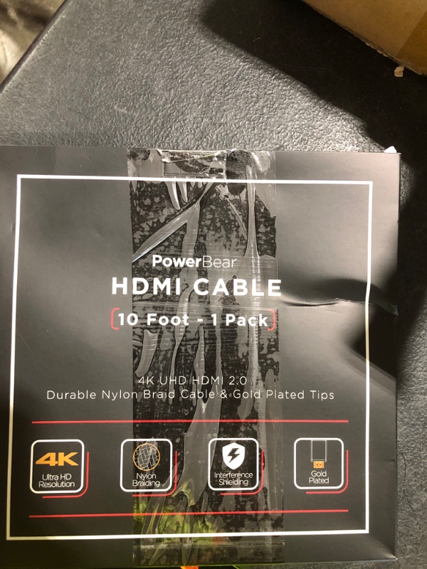 Photo 1 of PowerBear 4K HDMI Cable 10 ft | High Speed Hdmi Cables, Braided Nylon & Gold Connectors, 4K @ 60Hz, Ultra HD, 2K, 1080P, ARC & CL3 Rated | for Laptop, Monitor, PS5, PS4, Xbox One, Fire TV, & More
