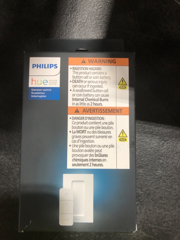 Photo 1 of Philips Hue Smart Dimmer Switch with Remote, White - 1 Pack - Turns Hue Lights On, Off, Dims or Brightens - Requires Hue Bridge - Easy, No-Wire Installation