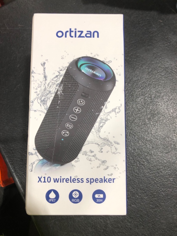Photo 1 of Ortizan Portable Bluetooth Speaker: IPX7 Waterproof, 24W Loud Sound, Deep Bass, Bluetooth 5.3, LED Lights, Wireless Stereo Pairing, 30H Playtime, for Home/Outdoor/Party/Beach, Birthday Gift (Black)