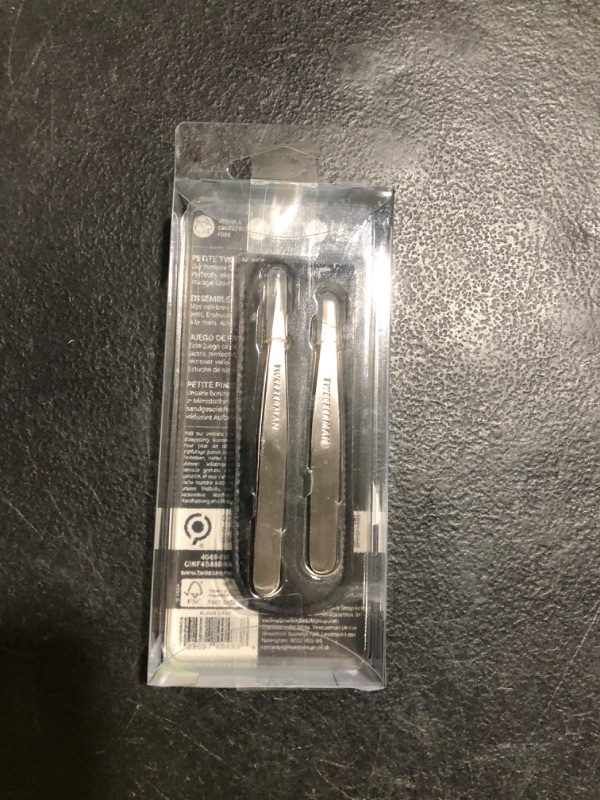 Photo 1 of Tweezerman Petite Tweeze Set with Travel Case - Point and Slant Tweezers, Tweezers for Travel (Black Case)