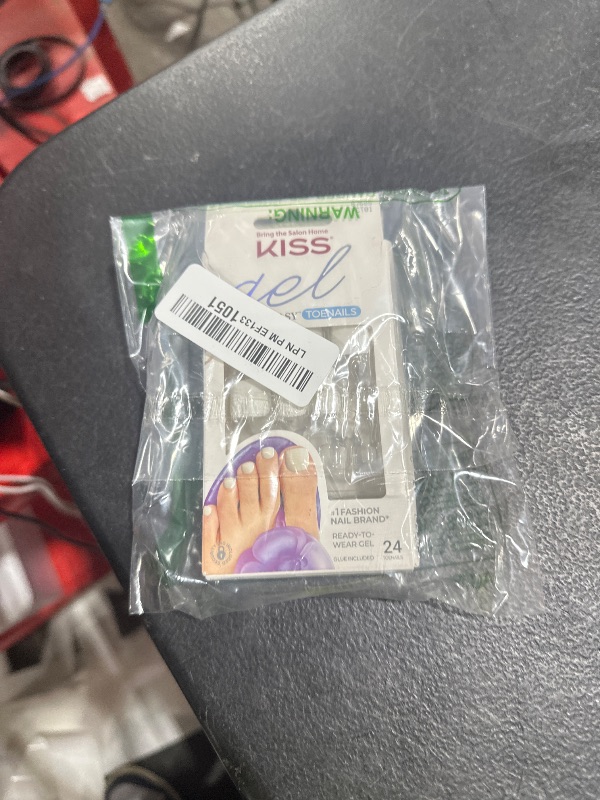 Photo 1 of KISS Gel Fantasy Collection Ready-To-Wear Fake Toenails Pedicure Set, Style 'This is Classic', with Mini Nail File, Pink Gel Nail Glue & 24 White Smudge-Proof Glue-On Toenails
