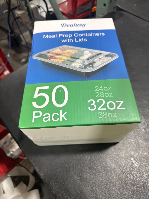 Photo 1 of Dealusy 50 Pack (100-Piece) 32 oz Meal Prep Containers Reusable with Lids, Sturdy Leakproof & Food Safe, Microwave, Freezer, Dishwasher Safe Prep Containers, To Go Take Out Plastic Food Storage