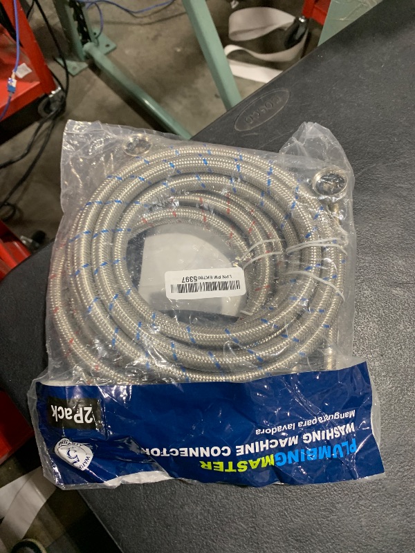 Photo 1 of PLUMBINGMASTER 10FT Stainless Steel Washing Machine Hoses with 90 Degree Elbows,2 Pack Red and Blue Washer Hoses,Burst Proof Hot & Cold Water Connection Inlet Washer Supply Lines