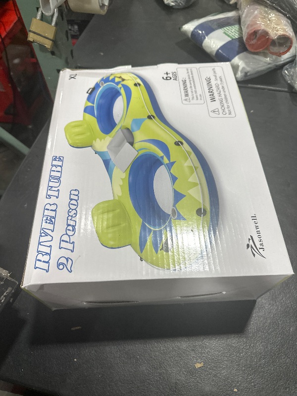 Photo 1 of Jasonwell Inflatable River Tube Float - 2 Person Heavy Duty River Float Pool Floats with Removable Cooler Lake Water Tubes for Floating River Raft Lounge Floatie with 2 Cup Holders for Adults (YG)