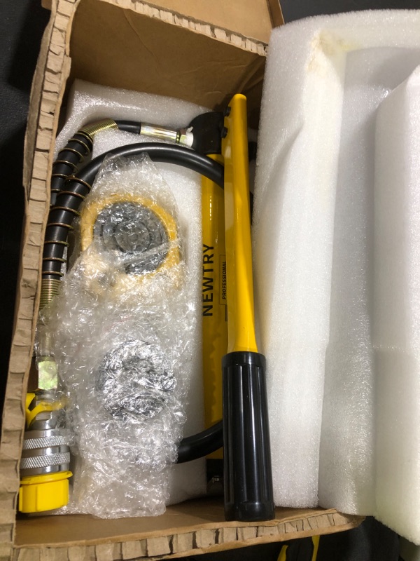 Photo 1 of NEWTRY 20T Low Profile Hydraulic Jack Porta Power Kit + CP-180 Manual Hydraulic Hand Pump Multi Section Jack, 1.18” Stroke Industrial Mini Hydraulic Cylinder
