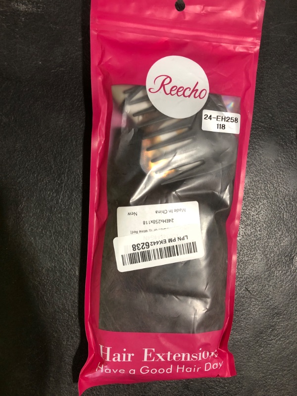 Photo 1 of REECHO Invisible Wire Hair Extensions with Transparent Headband Adjustable Size Removable Secure Clips in Straight Secret Hairpiece for Women (24 Inch (Pack of 1), Wine Red)