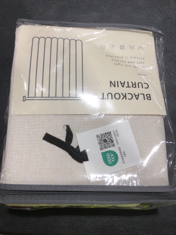Photo 1 of 100% Blackout Shield Linen Blackout Curtains for Bedroom 84 Inches Long, Back Tab/Rod Pocket Living Room Drapes, Thermal Insulated Blackout Curtains 2 Panels Set, 50" W x 84" L, Cream