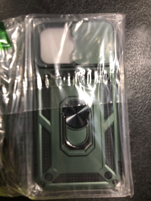 Photo 1 of Goton Only for iPhone 14 Pro Max Case with Screen Protector - Slide Camera Cover with Ring Stand, Heavy Duty Military Grade Shockproof Rugged Accessories for iPhone 14Promax Green