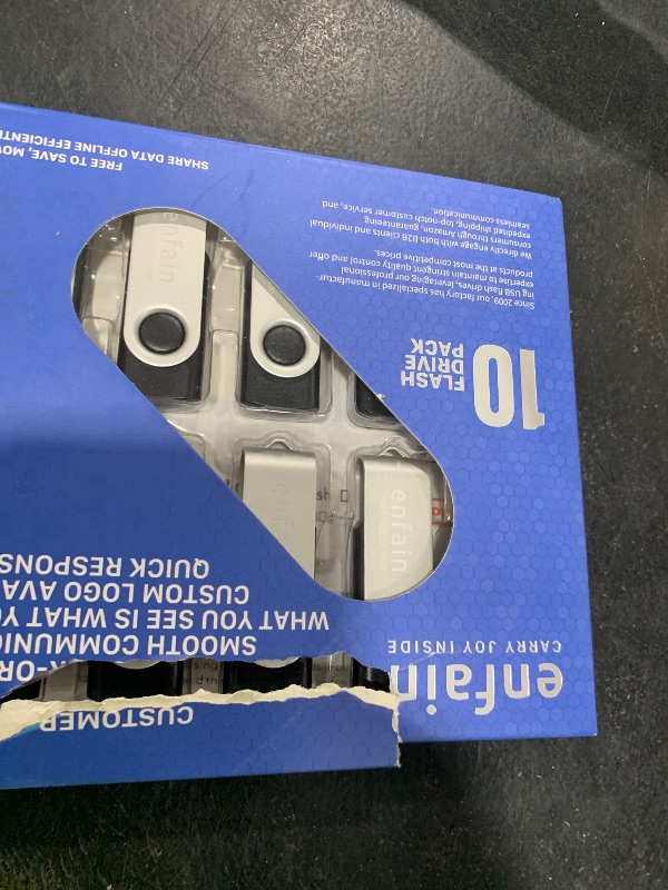 Photo 1 of 10-Pack Enfain 16GB USB 2.0 Swivel Flash Drives: Shareable Data Storage for Home & Office Use (Black)