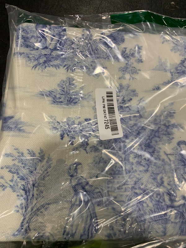 Photo 1 of aportt French Country Pillow Covers Set of 2 18x18 Inch Vintage Toile Blue Cotton Linen Polyester Decorative Throw Pillow Case Cushion Cover for Bedroom Sofa Living Room Couch Chair Office