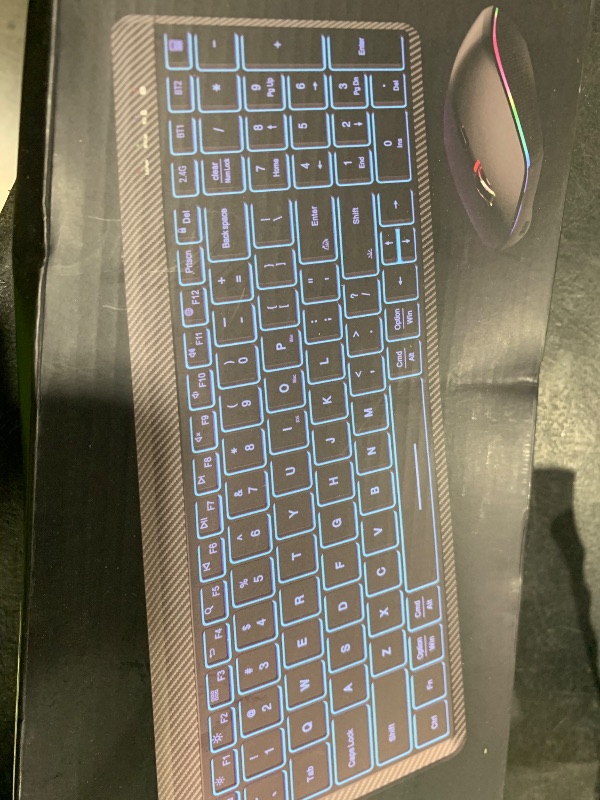 Photo 1 of Wireless Keyboard and Mouse Bluetooth, Multi-Device Slim Portable Rechargeable Backlits Cordless Keyboard, Switch up to 3 Devices, RGB Silent Mouse, for iMac, iPad, iOS (Classic Black)LPNPMEJ8871807
