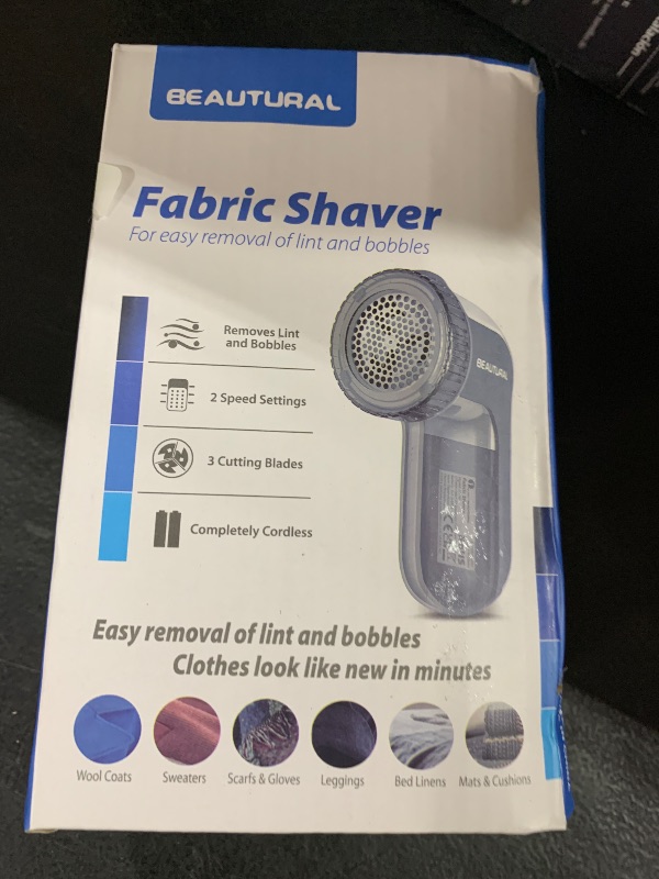 Photo 1 of BEAUTURAL Fabric Shaver and Lint Remover, Sweater Defuzzer with 2-Speeds, 2 Replaceable Stainless Steel Blades, Battery Operated, Remove Clothes Fuzz, Lint Balls, Pills, Bobbles Gray