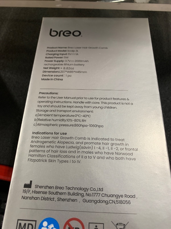 Photo 1 of Breo Scalp 3L Laser Hair Growth Comb with 650nm Infrared Technology, 360° Scalp Massager, Waterproof Design, Effective Scalp Stimulation and Hair Regrowth