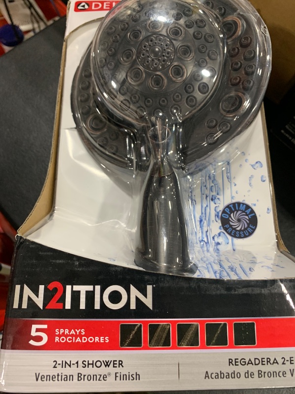 Photo 1 of Delta 75588RB In2ition 2.5 GPM Dual Hand Held Rain Shower Heads 2-In-1 Combo With Holder and 72 Inch Hose, Venetian Bronze Finish