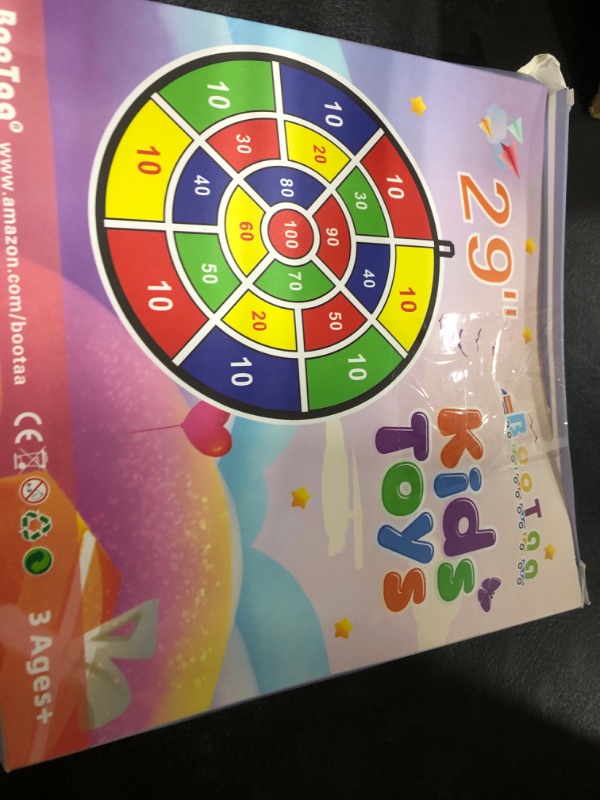 Photo 1 of 29" Large Dart Board for Kids, BooTaa Kids Dart Board with 12 Sticky Balls, Boys Toys, Indoor/Sport Outdoor Fun Party Play Game Toys, Birthday Gifts for 3 4 5 6 7 8 9 10 11 12 Year Old Boys Girls