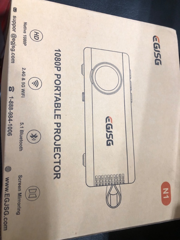 Photo 1 of Projector with WiFi and Bluetooth, Full HD 1080P Portable Projector, 4K Supported Outdoor Projector, Lag-free 5G WIFI 6, Compatible with iPhone, Android, PC