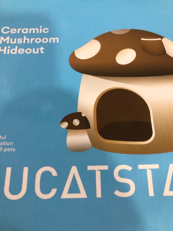 Photo 1 of BUCATSTATE Hamster Hideout Ceramic, Mushroom Shape Hamster House and Habitats Cool Bed Ideal for All Season Dwarf Hamster Gerbil Mice Golden Bear (Brown-Large)