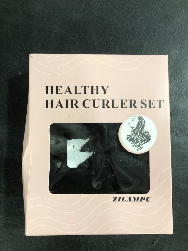 Photo 1 of ZILAMPU No Heat Curling Rod Headband, Overnight Velour Hair Curls Roller Wrap for Women with Long Hair - Black