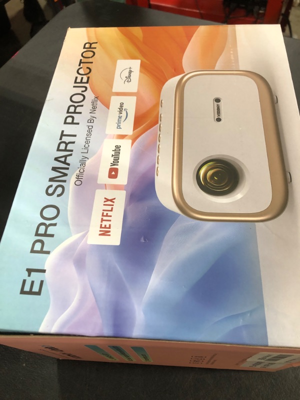Photo 1 of VIZONY E1 Pro Netflix-Certified Smart Projector, 550 ANSI Lumens, WiFi Bluetooth, Auto Focus & Keystone, Native 1080P & 4K Support, Full-Sealed Optical Engine, Portable Home Theater for Indoor/Outdoor