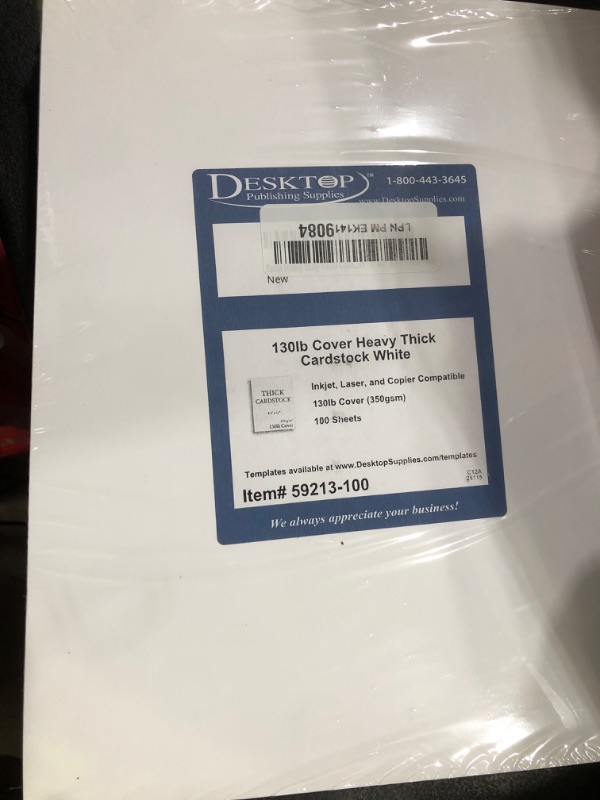 Photo 1 of Extra Heavy Duty 130lb Cover Cardstock - Bright White - 350gsm 17pt Thick Paper for Inkjet & Laser Printers - 8-1/2" x 11" - 100 Pack
