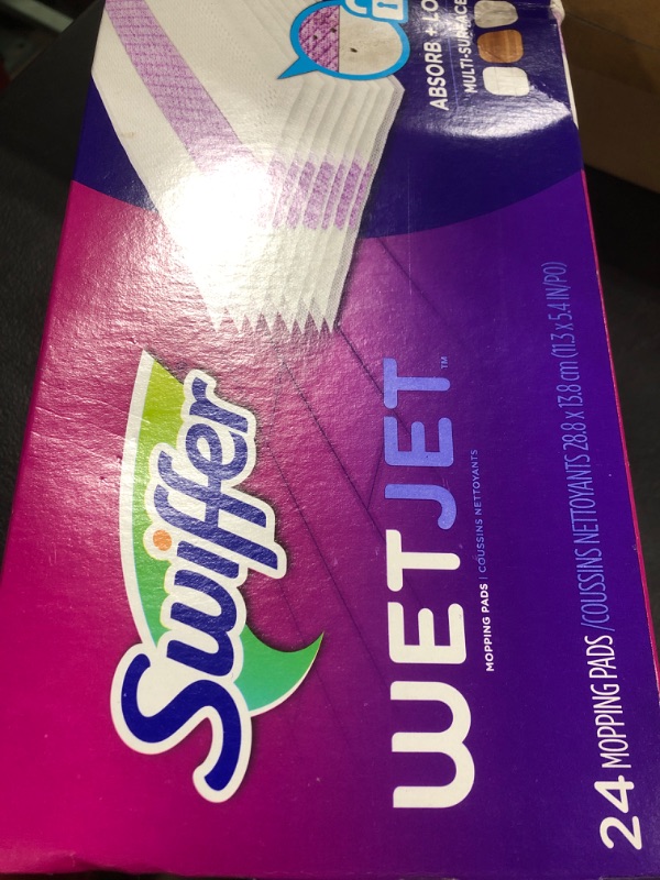 Photo 1 of Swiffer WetJet Hardwood Floor Cleaner Spray Mop Pad Refill, Bathroom Cleaning Supplies, Hardwood Floor Cleaner, Multi Surface, 24 Count