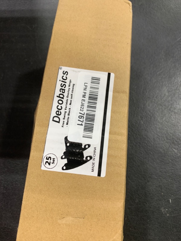 Photo 1 of DecoBasics (25 Pairs Pack/50 Pcs) Matte Black, Non Self Closing/Free Swinging Variable Overlay Flush Cabinet Hinge