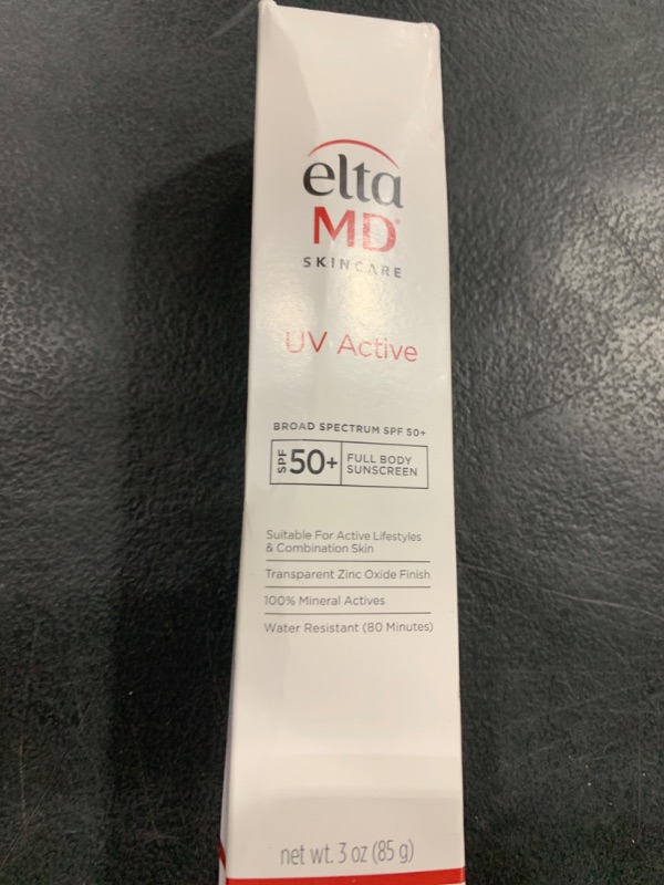 Photo 1 of EltaMD UV Active Mineral Sunscreen with Zinc Oxide, Water Resistant Sunscreen SPF 50+ Up to 80 Minutes, Oil Free SPF for Face and Body, 3.0 oz Tube