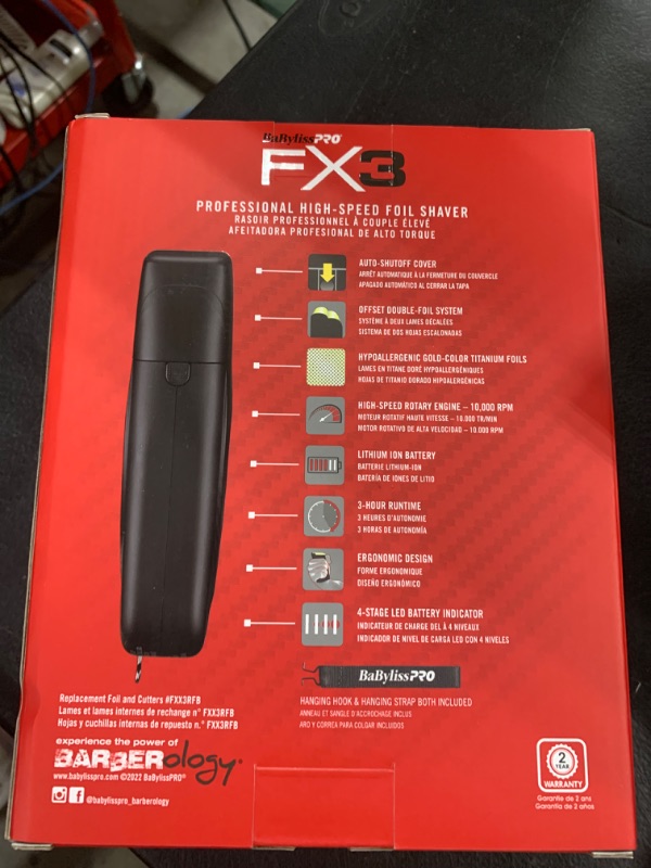 Photo 1 of BaBylissPRO Barberology Double Foil Shaver FXX3SB FX3 Professional High-Speed Electric Shaver