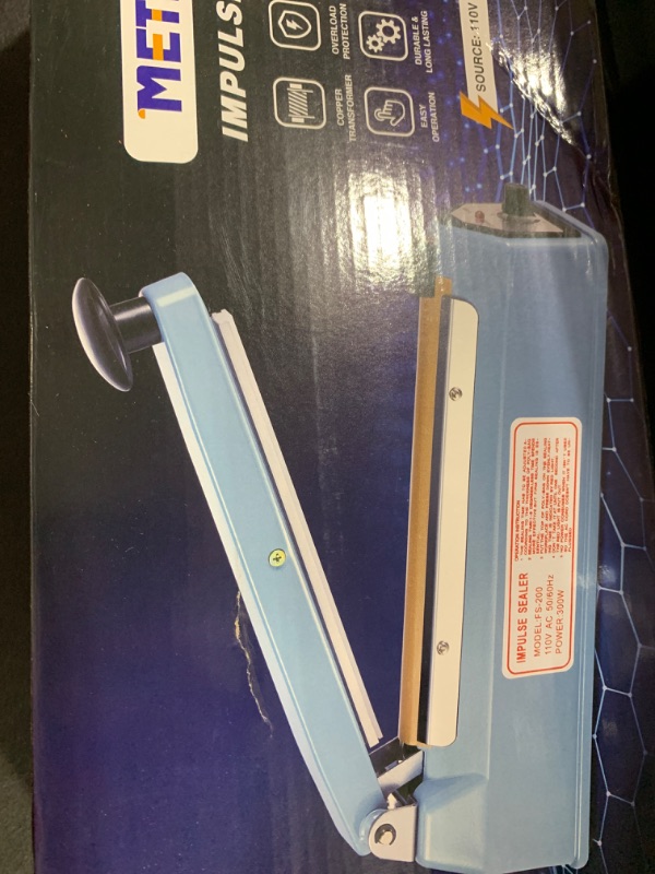 Photo 1 of METRONIC Impulse Sealer 8 inch, Manual Heat Sealer Machine for Plastic Bags, Shrink Wrap Bag Sealers Heavy Duty Sealing Machine With Repair Kit (Blue)1