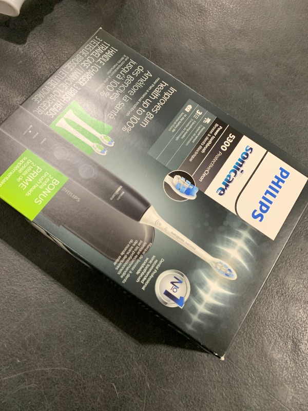 Photo 1 of Philips Sonicare ProtectiveClean 5300 Rechargeable Electric Toothbrush, with Pressure Sensor, 3 Cleaning Modes, SmarTimer and QuadPacer, with 2 Bonus Brush Heads, Travel Case, Black, Model HX6423/34