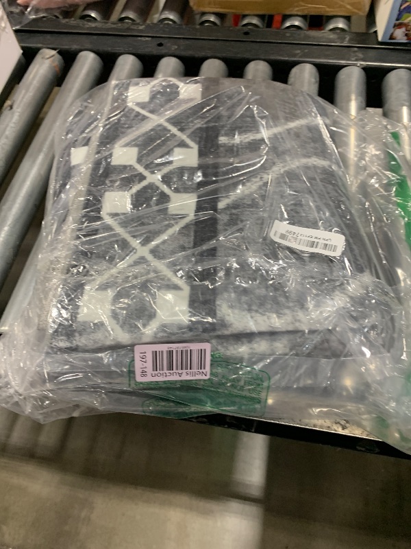 Photo 1 of DweIke 4x6 Area Rug for Living Room, Machine Washable Rug Carpet for Rooms Decor, Low Pile Bordered Rugs with Rubber-Backed, Non-Slip Throw Carpets for Bedroom Apartment Dining Room, Dark Grey