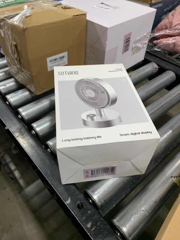Photo 1 of SOTHING Desk Fan, 18dB Ultra-Quiet, 6.6-inch Small Fan with 10-Speed, 160° Oscillating, 7hrs Battery Life, USB-C Rechargeable, Digital Display, Small Desk Fan for Bedroom, Dorm, Office - Silver