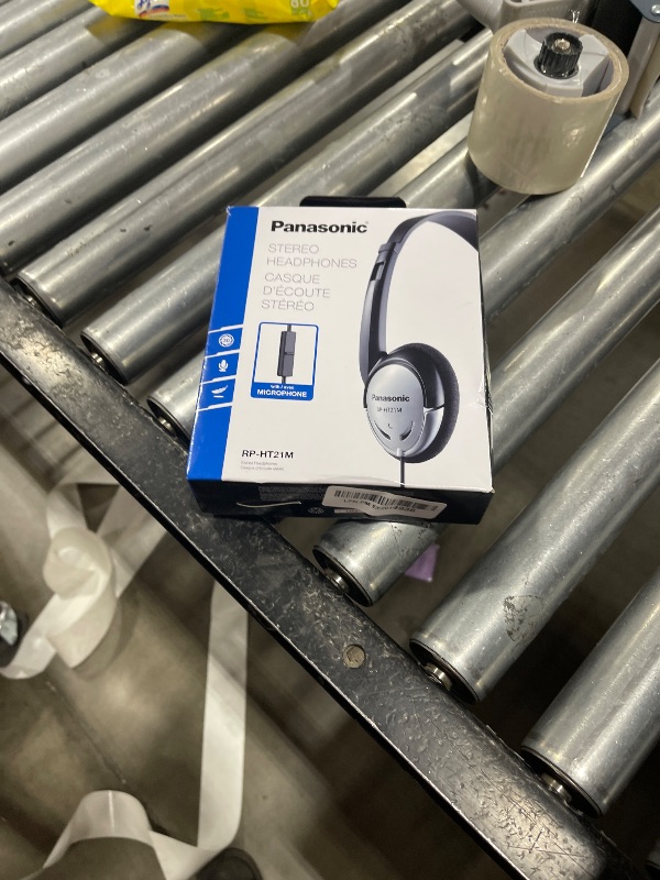 Photo 1 of Panasonic Headphones, On-Ear Lightweight Earphones with Microphone and XBS for Extra Bass and Clear, Natural Sound, 3.5mm Jack for Phones and Laptops, Work from Home - RP-HT21M (Black & Silver)
