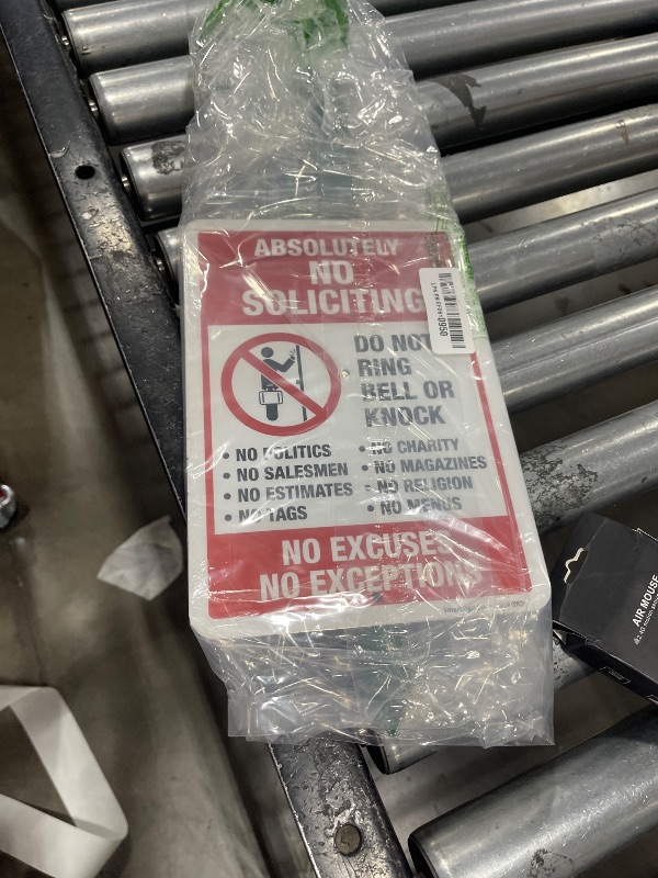 Photo 1 of SmartSign 10" x 7" 'Absolutely No Soliciting - Do Not Ring Bell Or Knock, No Exceptions' Yard Sign and 18 inch Stake Kit, 40 mil Laminated Rustproof Aluminum, Red, Black and White, USA-Made