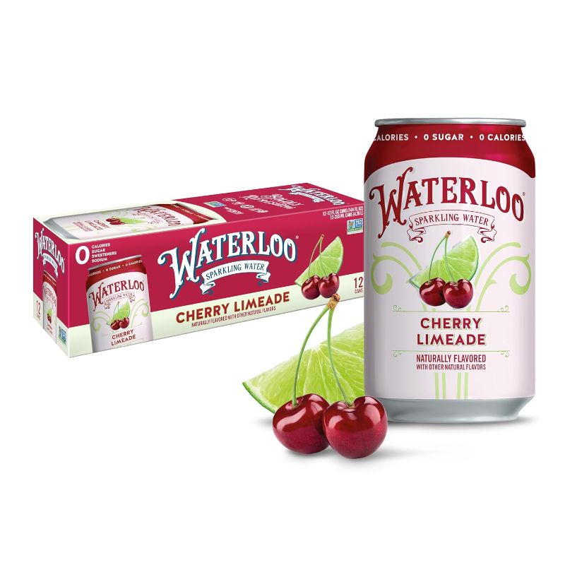 Photo 1 of Waterloo Sparkling Water Cherry Limeade, Whole30, Zero Sugar, Vegan Friendly, Kosher, Gluten Free & Non-GMO, 12 Count, 144 Fluid Ounce (Pack of 2)